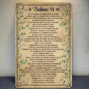 Aluminum Sign Wall Art Decor Vintage Spanish Scripture Psalm 91 Christian Religious Gifts for Home Inspirational Bible Verse Home Decor Ornaments