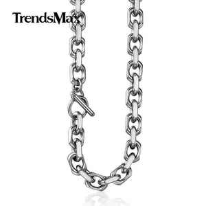 Stainless Steel CABLE Rolo Link Chain Necklace, 9mm Width 18-30" Length, Toggle Clasp Jewelry, for Unisex Mens Christmas Xmas Gift