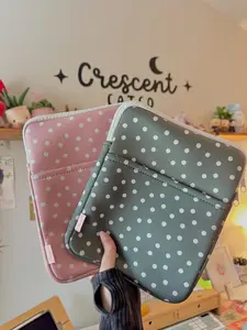 Polka Dot Book & Kindle Pouch, Zip up Book Sleeve, Bookworm Gifts, Book Protector, Trendy Bookish Accessories, Muted Pastel Pink and Green