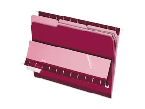 Pendaflex Interior File Folders 1/3 Cut Top Tab Letter Burgundy 100/Box 421013BUR
