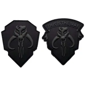 Mythosaur Skull Way Skull Mercenary Shield Patch [2PC -3D-PVC Rubber - Hook Fastener Backing -TW5,SZ2]