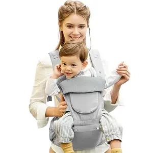 Baby Carrier Newborn to Toddler,12 in 1 Baby Holder Carrier with Adjustable Waist Belt,Baby Carrier with Hip Seat,Safety-Certified Baby Hip Carrier with Foldable Neck Support Pod,Ergonomic-Grey