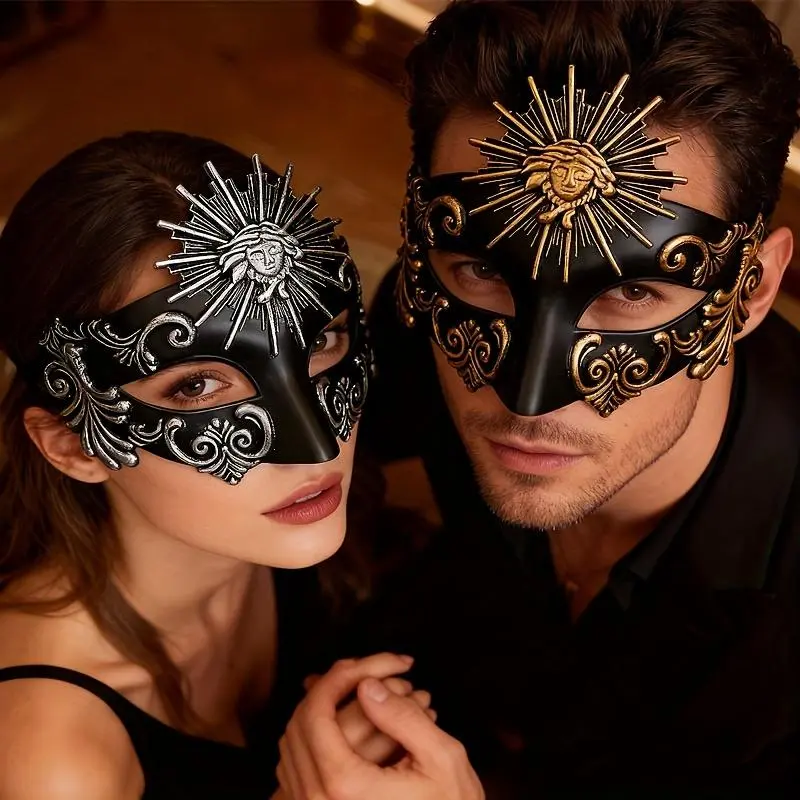 Cosmetic Masquerade Mask Vintage Roman Greek Venetian Mask Halloween Carnival Party Role-Playing Costume Couple Fashion High-End Half Face Mask