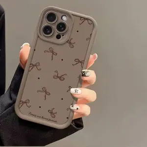 Featuring a Full-Screen Red Polka Dot Bow Design Pattern Design iPhone Case Compatible with iPhone 17 Pro Max 16 16e 15 14 Plus 13 12 Mini 11 Air X XS 2D Printing Soft TPU Cover with Raised Edges