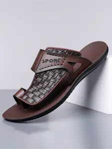 Men's PU Leather Flip-Flops, Anti-Slip Soft Sole Casual Sandals, Durable Lightweight Comfortable Beach Shoes, All-Season Footwear, Summer