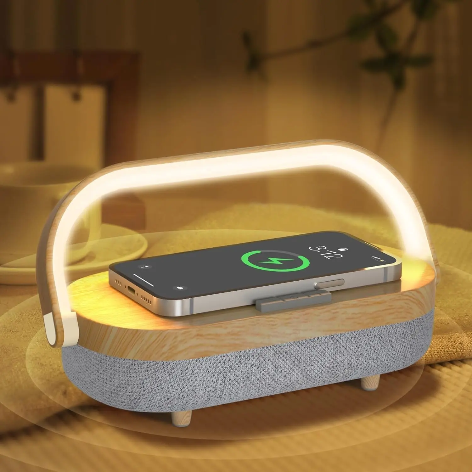 Nightstand Lamp with Wireless Charger,4 in 1 Touch Bedside Lamp Bluetooth Speaker,Portable Dimmable LED Night Light,Corporate Gifts Premium for Employees Clients,Birthday Gifts Women Wife Friend