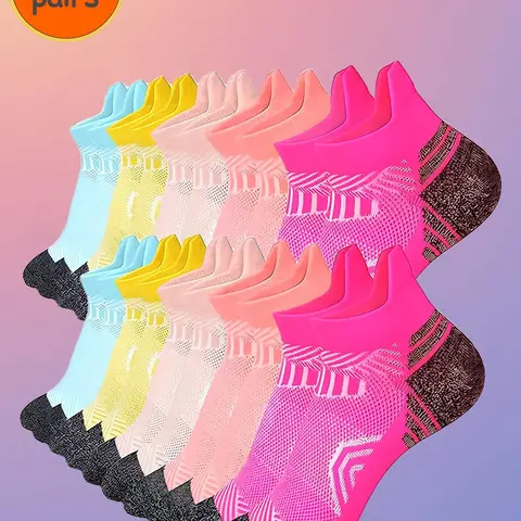 Women's Colorful Athletic Socks, Breathable Comfortable Moisture Wicking Sports Socks for Outdoor Activities, Women's Socks for All Seasons, Sporty Socks