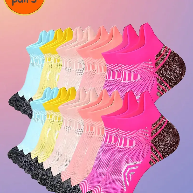 Women's Colorful Athletic Socks, Breathable Comfortable Moisture Wicking Sports Socks for Outdoor Activities, Women's Socks for All Seasons, Sporty Socks