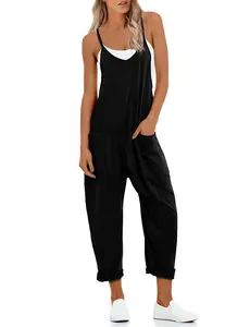Women's Adjustable Shoulder Strap Casual Jumpsuit  Adjustable Shoulder Strap V-neck Camisole Jumpsuit Womenswear Overalls
