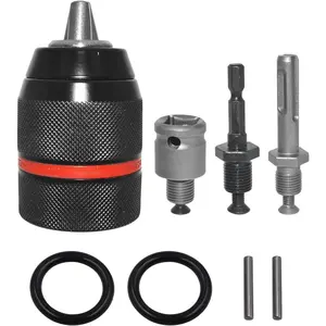 Hardware tools Keyless Drill Chuck for Milwaukee, 1/2"-20UNF Mount, 1.5-13mm All-Metal Self-Tightening Quick Change Chuck, Including 3/8" SDS-Plus Shank 1/2" Impact Wrench Adapter 1/4" Hex Shank