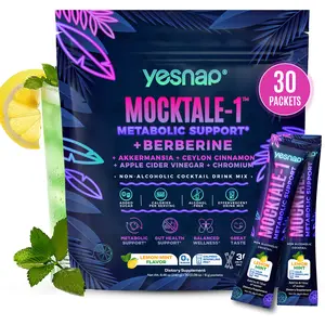 Yesnap MOCKTALE-1 Metabolic Support with Berberine & Akkermansia, Chormium, Cylon Cinamon, Apple Cider Vinegar - 30 Packets Lemon Mint Flavor Non-Alcoholic Cocktail | Powdered Supplement Drink Mix