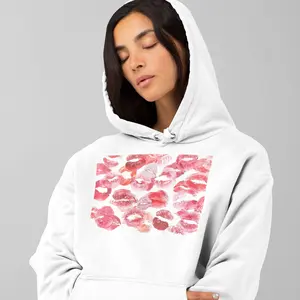 Viral Kisses Hoodie, Boyfriend Valentines Day Gift, Cute Love Hoodie for Girlfriend, Trending Lips Pullover Top Sweaters Menswear Clothing Long Sleeve