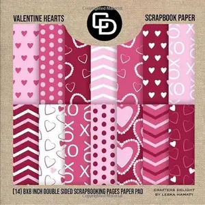USED-Valentine Hearts Scrapbook Paper (14) 8x8 Inch Double Sided Scrapbooking Pages Paper Pad: Crafters Delight By Leska Hamaty by Hamaty, Leska (Paperback)