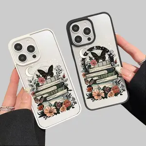 slim phone Moonlight Flower Pattern Magnetic Phone Case  Compatible with  Phone 17/16/15/14/13/12/Pro/Plus/Pro Max