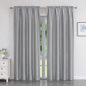 Uptown Faux Silk Silver Grey Curtains 84 Inch Length 2 Panels for Bedroom, Room Darkening Soft Shiny Fabric Rod Pocket Window Drapes for Living Room, Each 40x84 Inches, 7 FT