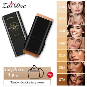 Zaidoc 7-color Dual -Ended Concealer Foundation Stick, 2-in-1 Long-Lasting Foundation and Concealer with Brush, Creamy Full Coverage for Dark Circles & Blemishes, Hydrating Olive & Camellia, 2.09 Oz