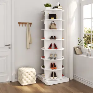 6-Layer & 7-Layer 360° Rotating Shoe Cabinet, Freestanding Shoe Storage Rack, MDF & Particle Board Organizer, Large Capacity for Entryway Closet Bedroom Family Shoe Organization