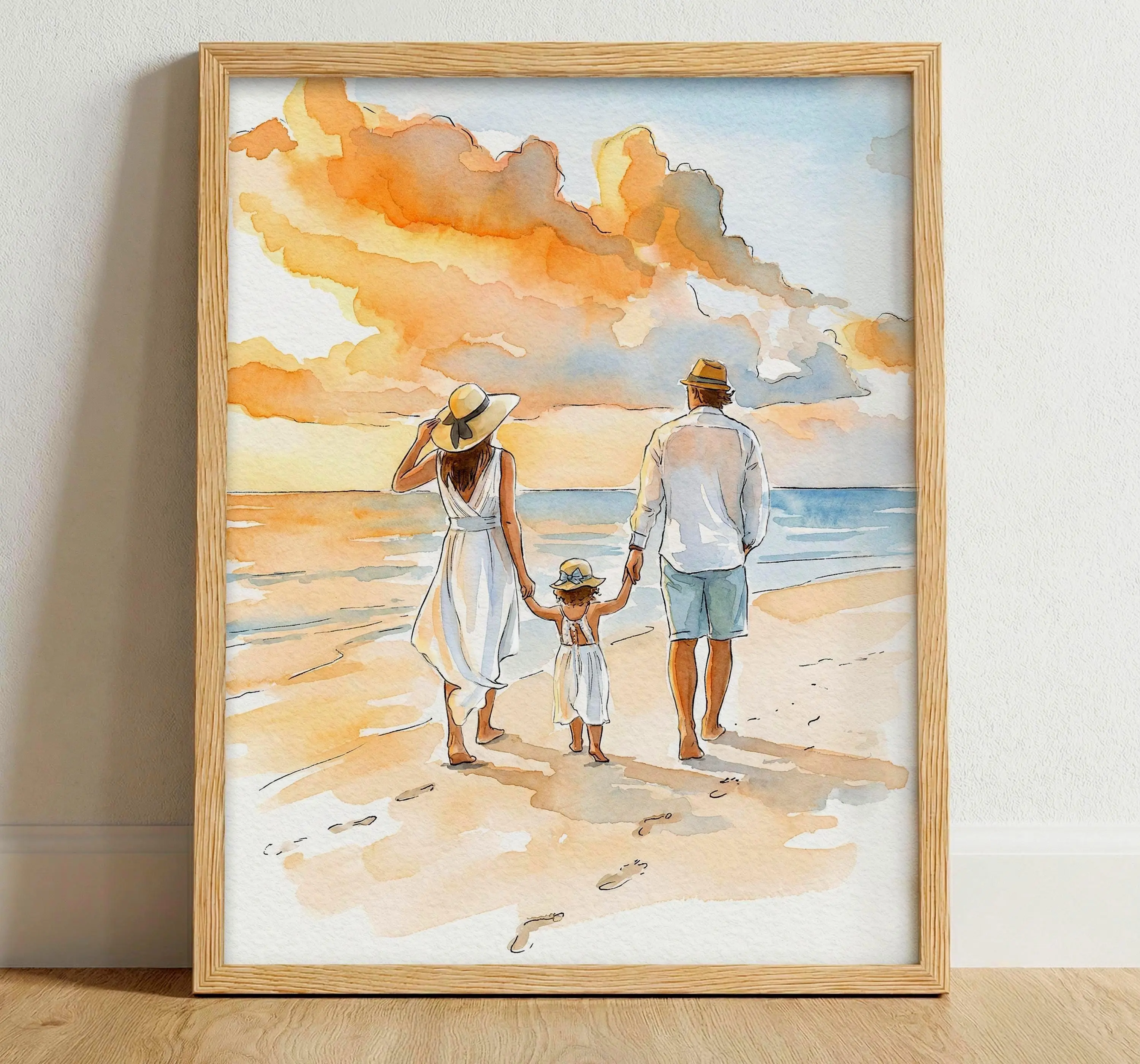 Custom Watercolor Couple Photo Print Wall Art, Personalizable Wall Arts, Canvas Print for Dad, Wedding Gift for Bride and Groom, Frame Not Included, Decor, Couple Photo Print Wall Arts