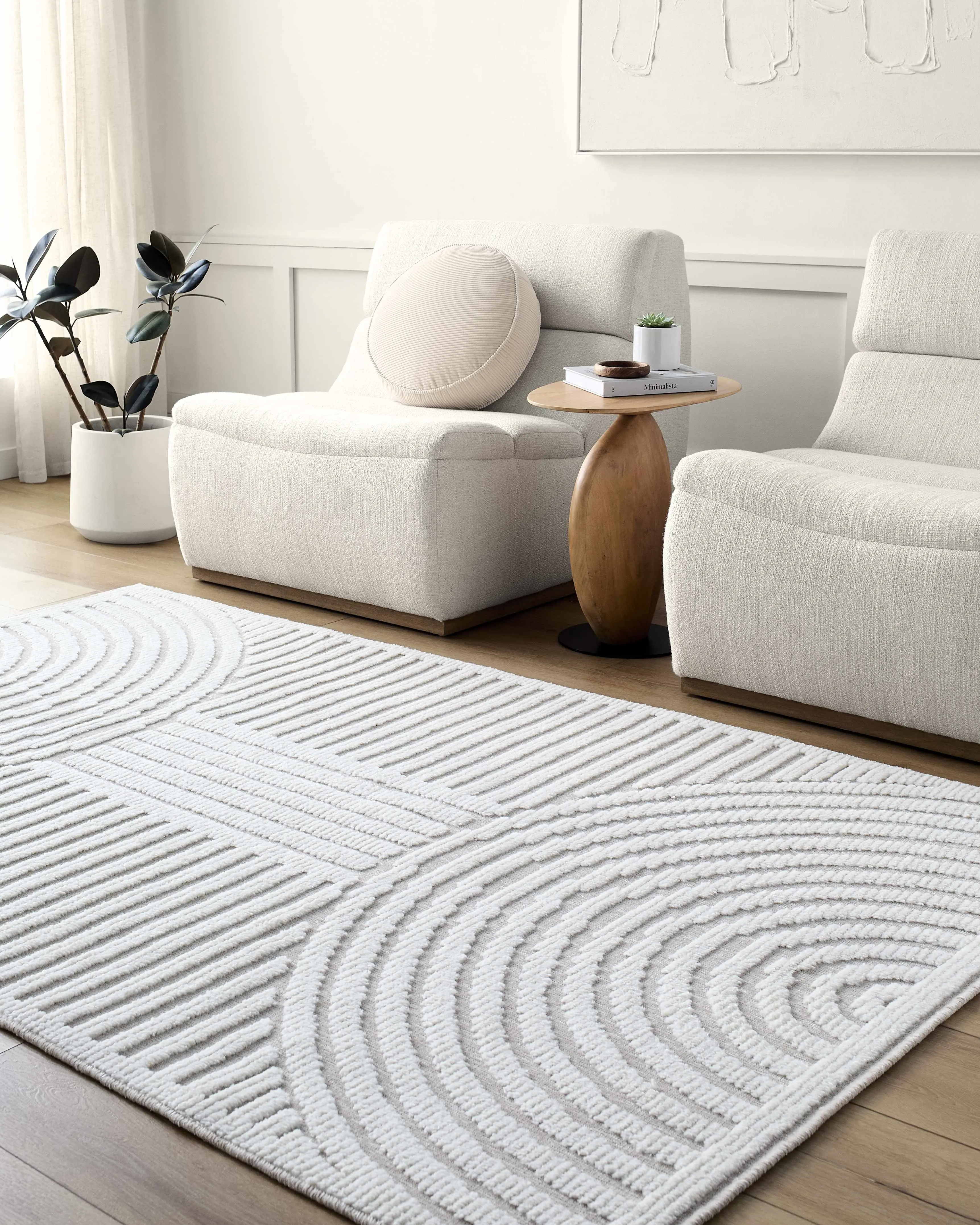 Deron Ivory 3D Rainbow Decorative Elegant Modern Indoor Area Machine Washable Rug, Machine Washable Rugs, Decorative Rug