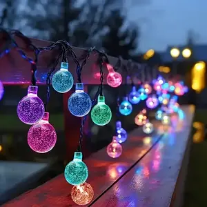 Colorful Solar Bubble String Lights Crystal Fairy Lamp, 8 Functions, 20/50/100 LED Garden Lights for Birthday, Party Decorations, Outdoor Decorative Light, Outdoor Garden Lighting, Outdoor Landscape Lights