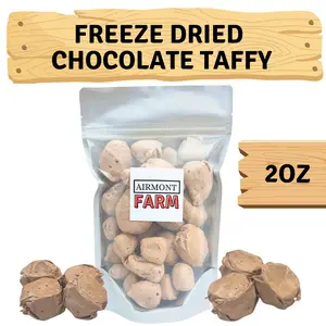 Freeze Dried Candy Chocolate Salt Water Taffy 2 oz - Cut To Bite Sized Pieces - Ships In Box - Deliciously Crunchy, Intense Flavor, Lightweight Snack