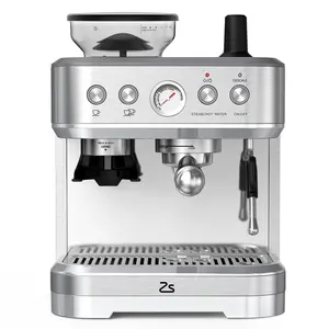 Espresso Coffee Machine, 20 Bar Pump Espresso, Latte and Cappuccino Machin with Grinder, Stainless Steel, Semi Automatic Espresso Maker w/Automatic Milk Frothe & 95oz Water Tank for Office