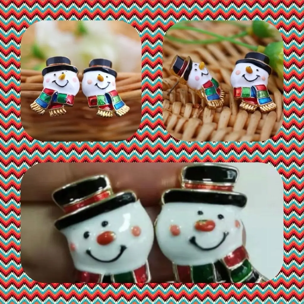 Limited Edition!  New Super Adorable Absolutely Precious Snowman Love Stud Earrings Winter