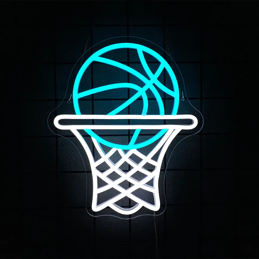Basketball Hoop Neon Sign for Wall Decor Basketball Led Sign for Man Cave Neon Light Up for Bedroom Party Bar Christmas Birthday Gift