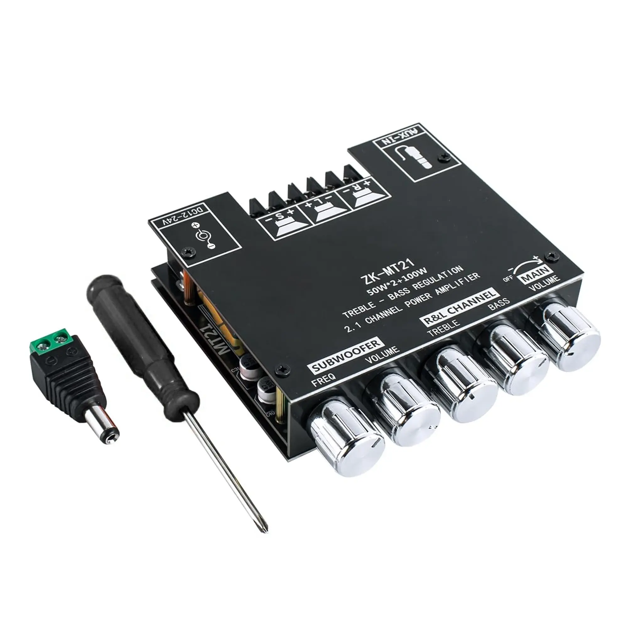 2.1-Channel Amplifier Board, Speaker Amplifier: Bluetooth-Compatible Audio Amplifier Module supporting Hi-Fi audio quality and adjustable bass/treble controls, ideal as an external amplifier accessory for DIY audio projects and home theater systems