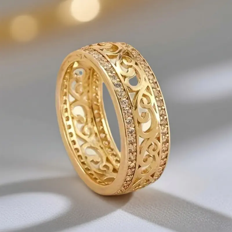 Eternal Stackable Ring Delicate Patterns Birthstone Anniversary Design Ideal for Engagement Wedding Parties and Daily Wear Premium Womens Jewelry Gold Rings rings for women