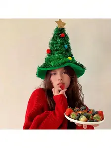 Christmas Tree Hat For Parties Non-Electric, Featherless, Durable Plastic Material, Hand Washable- Festive Decoration Cap For Holiday Photography 8 Easter Gift For Halloween, Christmas Event 8 Party Supplies Halloween&Christmas