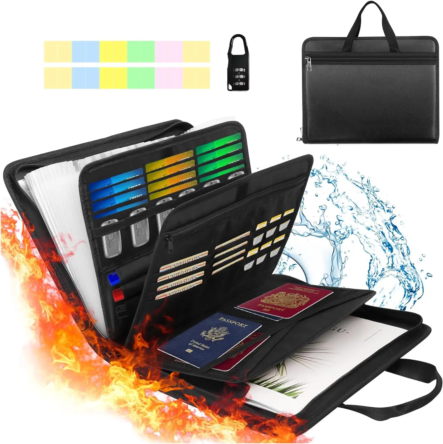 Important Document Organizer Folio Accordion File Organizer Expanding Box with Zipper Labels 13 Pockets for Business Office Receipt TravelI