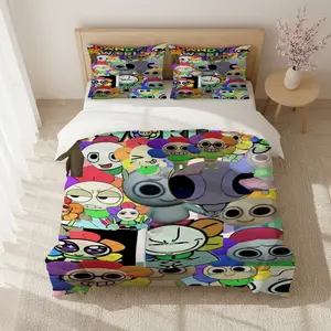 3pcs Dandy World Character Decorative Bedding Set, Elegant Fashion, Comfortable Warmth, Holiday Gift Idea, Christmas New Year Valentine's Day
