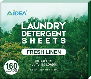 Laundry Detergent Sheets, Washer Sheet Detergent, No Plastic Jug, Laundry Soap Sheet For Travel, Home Washing, Fresh Scent-(160 Loads) 80 Sheets