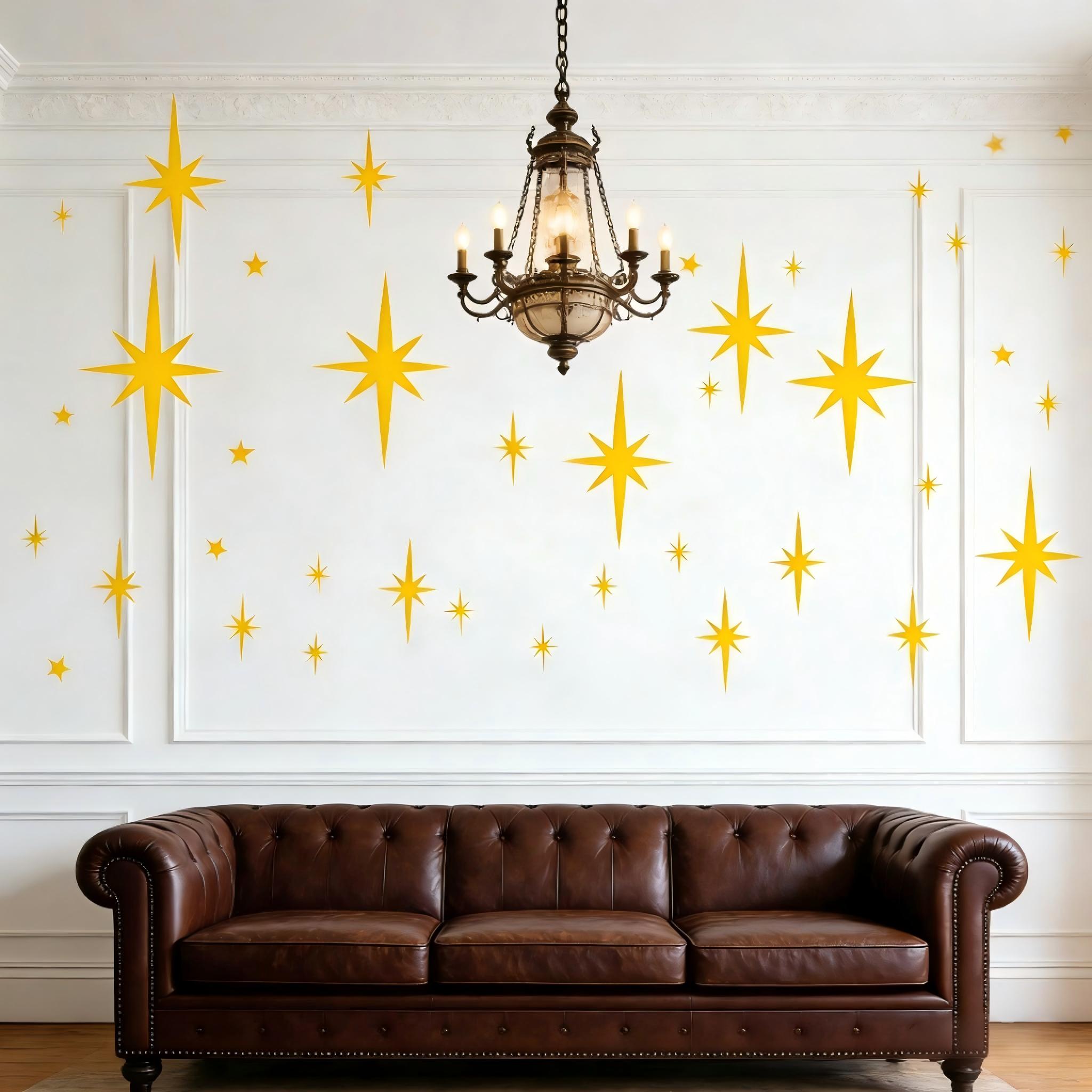 116-Piece Sparkle Star Wall Stickers for Girls Room | 6 Sizes | Easy Stick & Peel Wall Decor