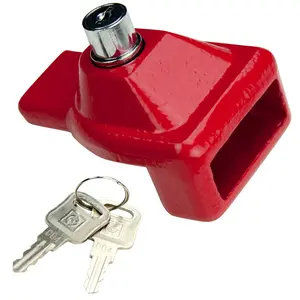 VULCAN Glad Hand Lock with Red Powder Coat and 2 Keys - Forged Steel Hardware Heavy Duty