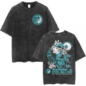 Anime JoJo's Bizarre Adventure Steel Ball Run Washed Graphic T-Shirt, Diego Brando Manga Unisex Cotton Oversized Casual Streetwear Tee