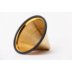Barista Warrior Reusable Pour-Over Coffee Filter for Chemex & Hario V60 Gold Titanium-Coated Stainless Steel Mesh Dual Filter Eco-Friendly Dishwasher Safe