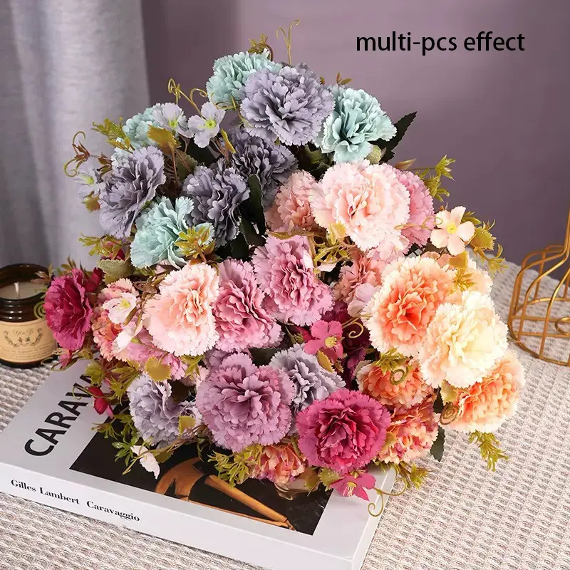 Artificial Carnations Bouquet, Multi-Color Options, Indoor/outdoor Decor, Perfect for Home, Office, Wedding, Garden, Photography, Gifts