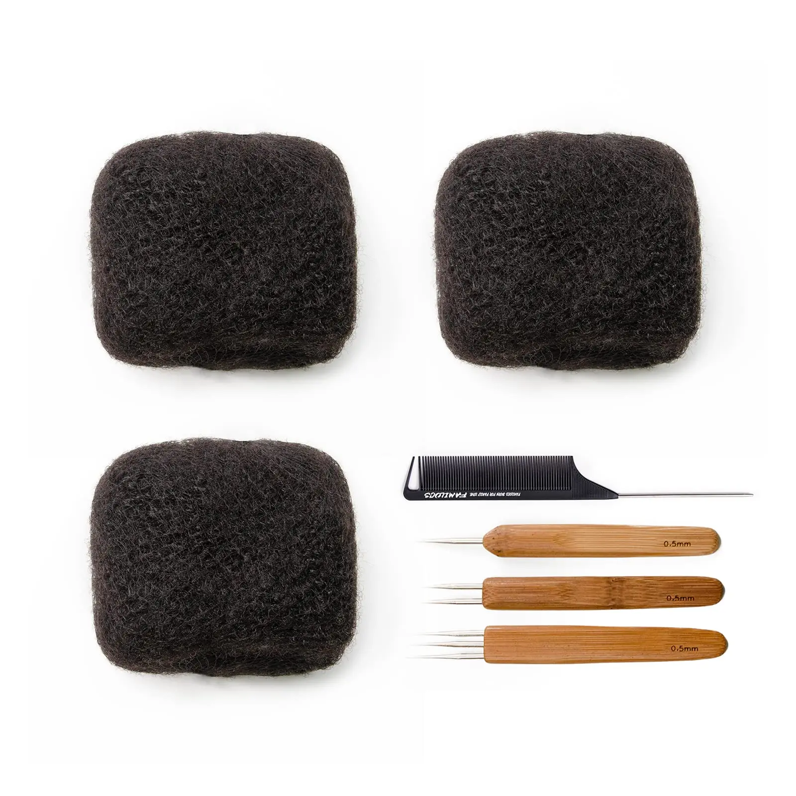 FAMILOCS 3 PCS 100% Human Hair Kinky Curly Bundles - 30g Coily Hair Bundles for Dreadlocks, Natural Undyed, Scalp Match Summervibes Afro Braiding Extensions, Bulk Bundles