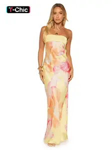 Women's Fashion Halter Sleeveless Loose Dress, Elegant Floral Satin Material, All Seasons Wear, Stylish Comfortable, Suitable for Various Occasions