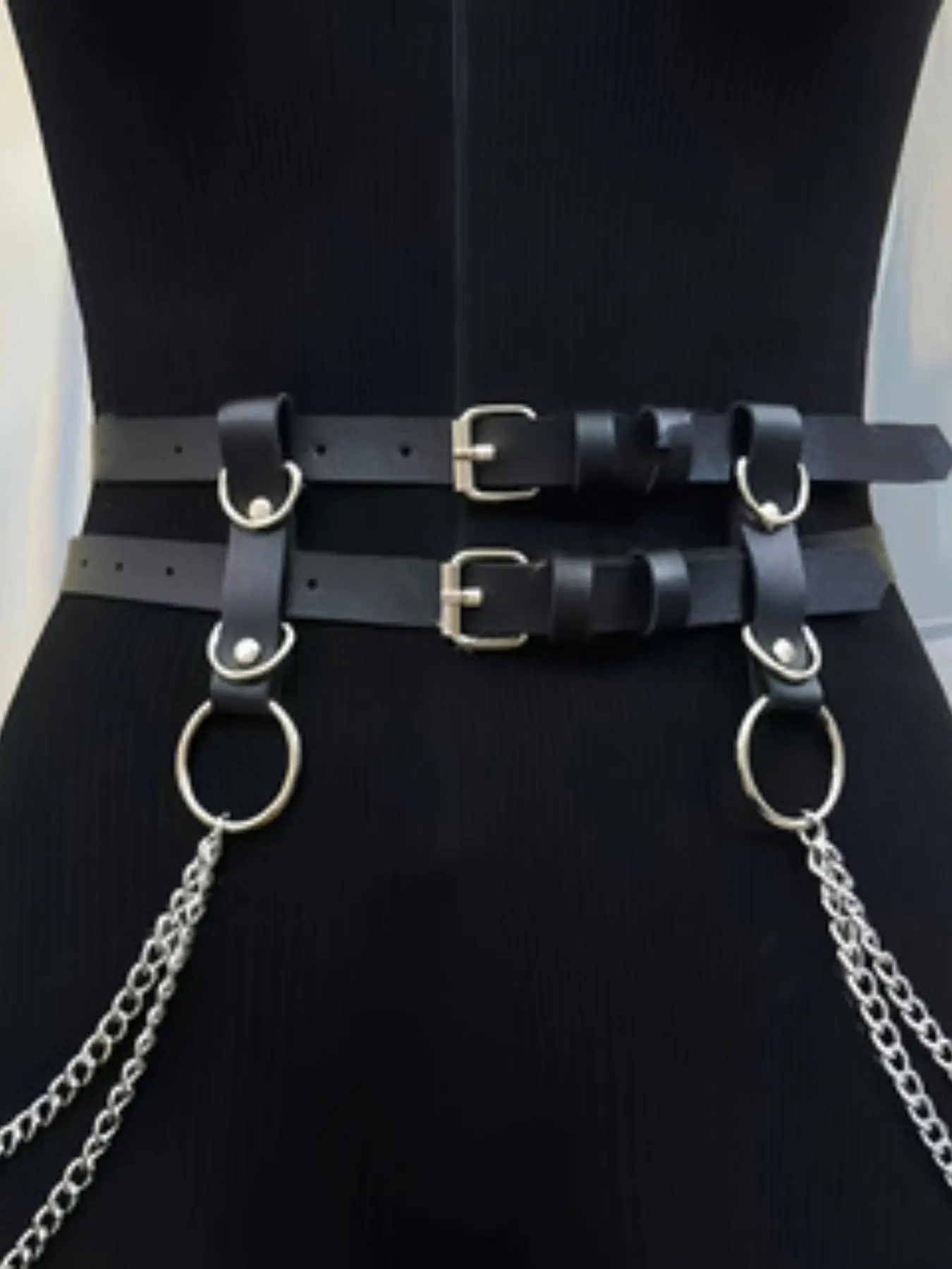 Women's Gothic Punk Style Adjustable Chain Decor Belt, Fashionable PU Leather Belt for Daily Clothing Decor, Trendy All-match & Exquisite Belt for Birthday Gift, Chain Belts, Casual Dress Belt, New Punk Belt