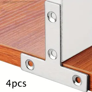 4pcs Stainless Steel L-Bracket, Pre-Drilled Holes for Secure Fixing, Durable Structure for Various Applications