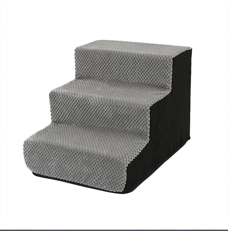 3-Step Extra Wide Foam Dog Stairs with Non-Slip Bottom - Safety & Stability Design for Small Pets Up to 40lbs, Home Use for High Beds/Couches/Sofas