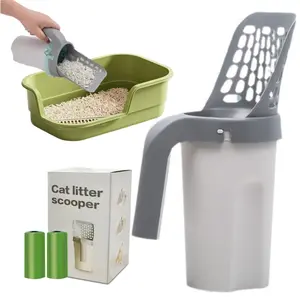 Cat Litter Scoop with Disposable Bags, Large Capacity Pet Litter Scooper with Holder, Portable Waste Cleaning Tool for Cat Litter Box