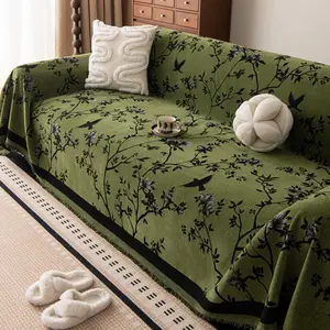 1pc Chenille Jacquard Sofa Towel, Anti-Cat Scratch Universal Sofa Cover, Washable Sofa Slipcover, Non-Slip Sofa Blanket, All-Season Use