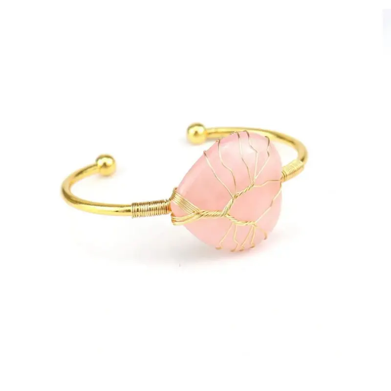 Gold plated copper Rose Quartz bangle