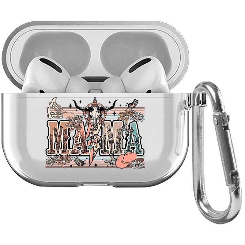 Cowboy Mama Art Pattern TPU Soft Protective Case for Apple AirPods 4/3/2/1/Pro/Pro2 Transparent Earphone Cover with Keychain Attachment Cowboy Mama Art Pattern TPU Soft Protective Case for Apple AirPods 4/3/2/1/Pro/Pro2 Transparent Earphone Cover with Keychain Attachment