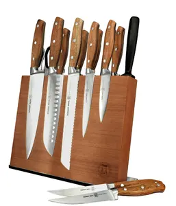 Schmidt Brothers Cutlery 14-Piece Acacia Forged Stainless Steel Knife Block Set, Acacia Wood Handle