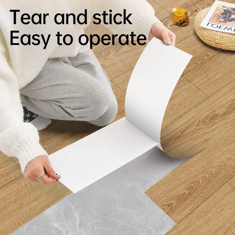 32pcs Self-Adhesive Durable PVC Floor Tiles, Wood Grain Pattern Waterproof Flooring Planks, Peel and Stick Floor Coverings for Home Renovation, Waterproof PVC Material